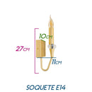Arandela Tocha Moderna Ouro Com Cristal Soquete E14 WPG-31236-1L St1857