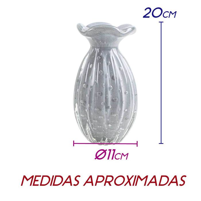 Vaso Frufru Cinza Neblina Trouxinha Cristal Murano São Marcos 3291/CI St2055