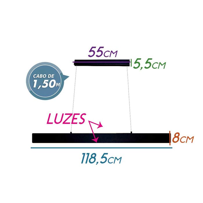 Pendente Matrix Slim Clean 30w Luz Branco Neutro 4000K Direta E Indireta 34287 St1558