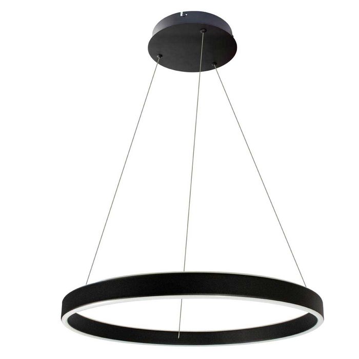 Lustre Pendente Halo Anel de LED 60cm 64W Pé Direito Duplo 34355 St1477 -Preto