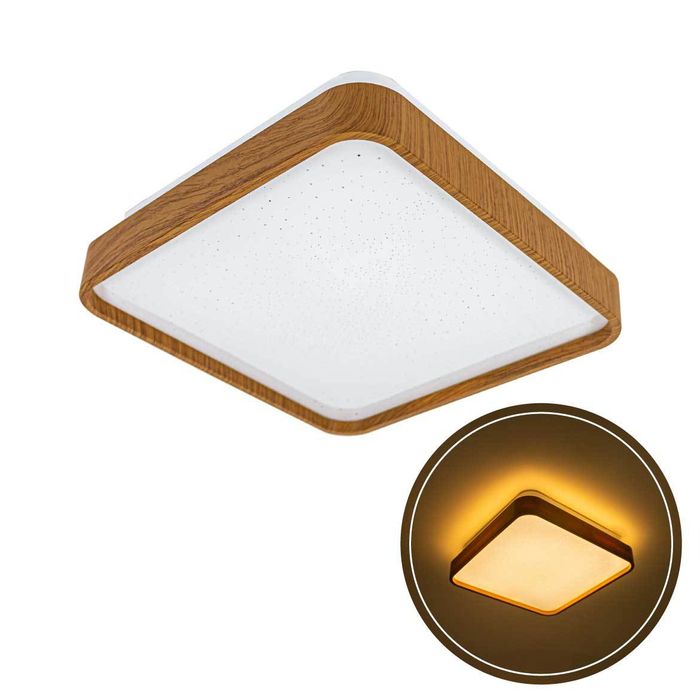 Plafon LED 12W Branco Frio Metal Acrílico Amadeirado Timber 28cm ST1937