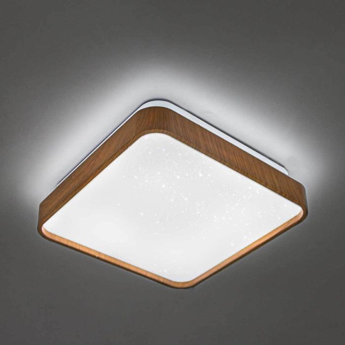 Plafon LED 12W Branco Frio Metal Acrílico Amadeirado Timber 28cm ST1937