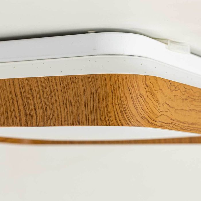 Plafon LED 12W Branco Frio Metal Acrílico Amadeirado Timber 28cm ST1937