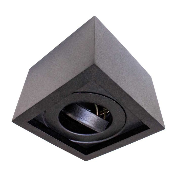 Plafon Preto Spot Quadrado Sobrepor Gu10 P/ Dicróica Mr16 4500/11 PT/TEXT St1577