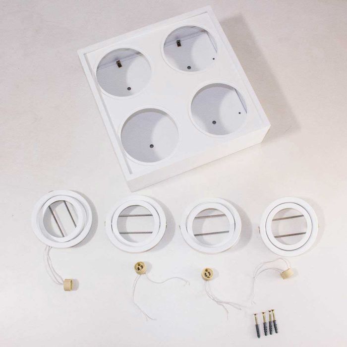 Plafon Spot Branco Quadrado 35x35 Sobrepor 4x Gu10 P/ Ar111 4504/35 BT St1578