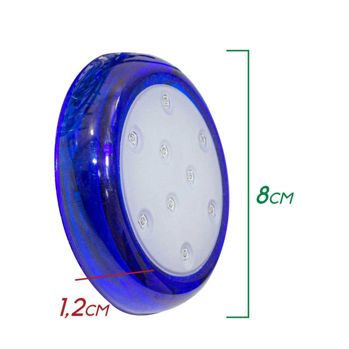 Luminária Piscina LED RGB 9W Ø80mm Azul 50013 ST1848