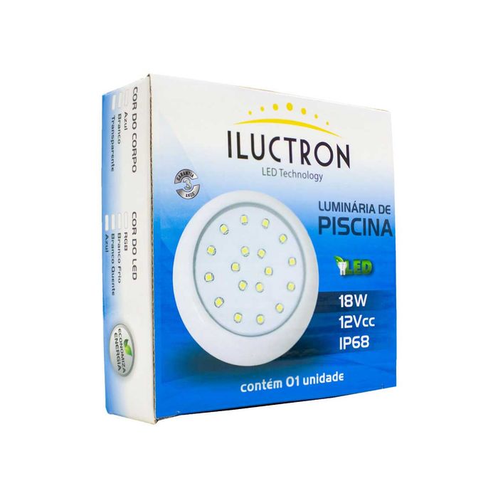 Luminária Piscina LED 6500K 18W Ø80mm Azul 50036 St1076