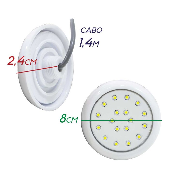 Luminária Piscina LED 6500K 18W Smd Ø80mm Branco 50040 St1076