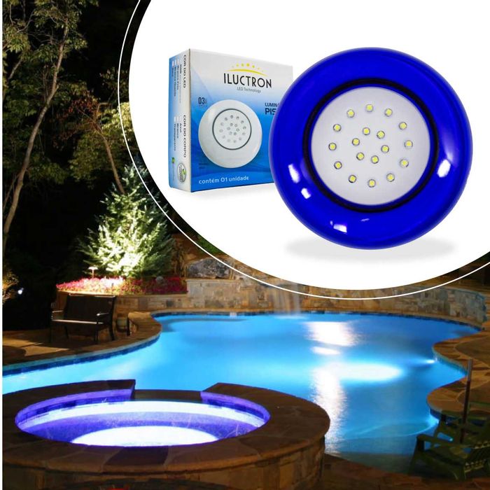 Luminária Piscina LED 6500K 18W Smd Ø125mm Azul 6500k 50048 St1077