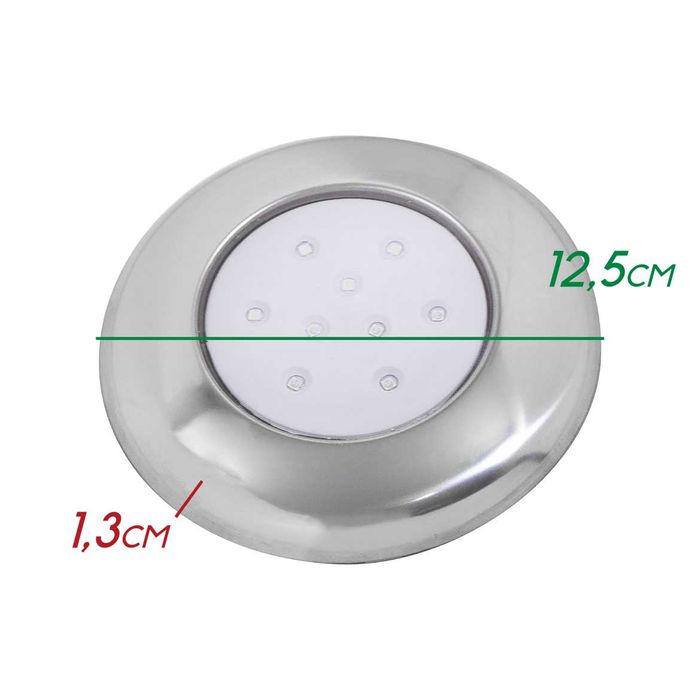 Luminária Piscina Led Smd Ø125mm Cromada 9w Luz Azul 50061 St1092
