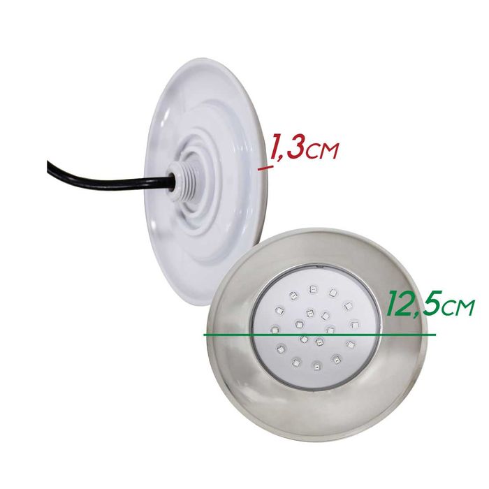 Luminária Piscina Led Smd Ø125mm Cromada 18w Luz Rgb 50066 St1079