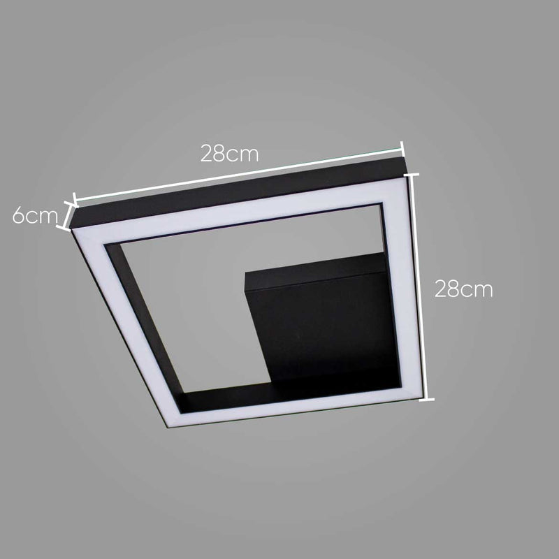 Arandela Plafon Fit LED 25W 28x28cm 3000k Alumínio 690LED3-PT ST1285