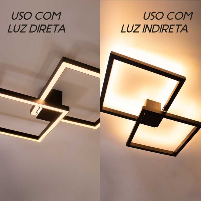 Plafon Arandela Fit Preto LED 67W Luz Direta ou Indireta 702LED3-PT ST1254