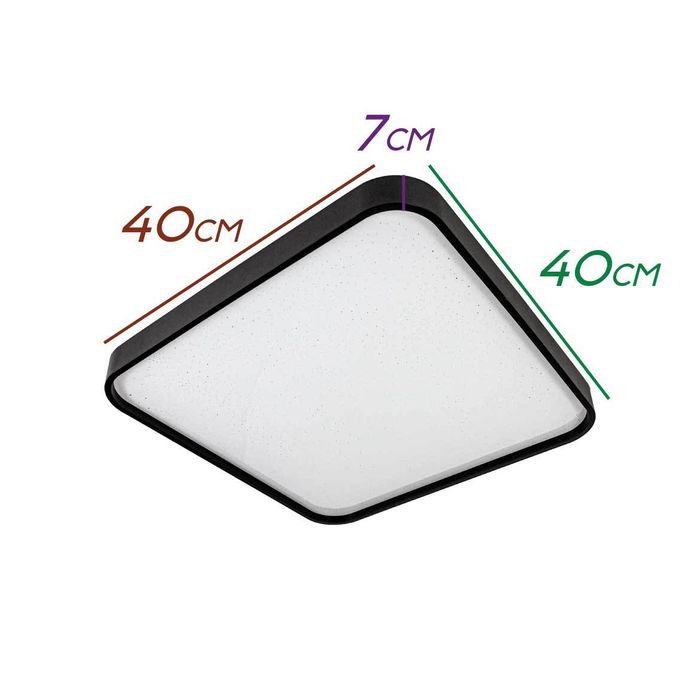 Plafon LED 24W em Metal e Acrílico Black 40x40cm ST1935