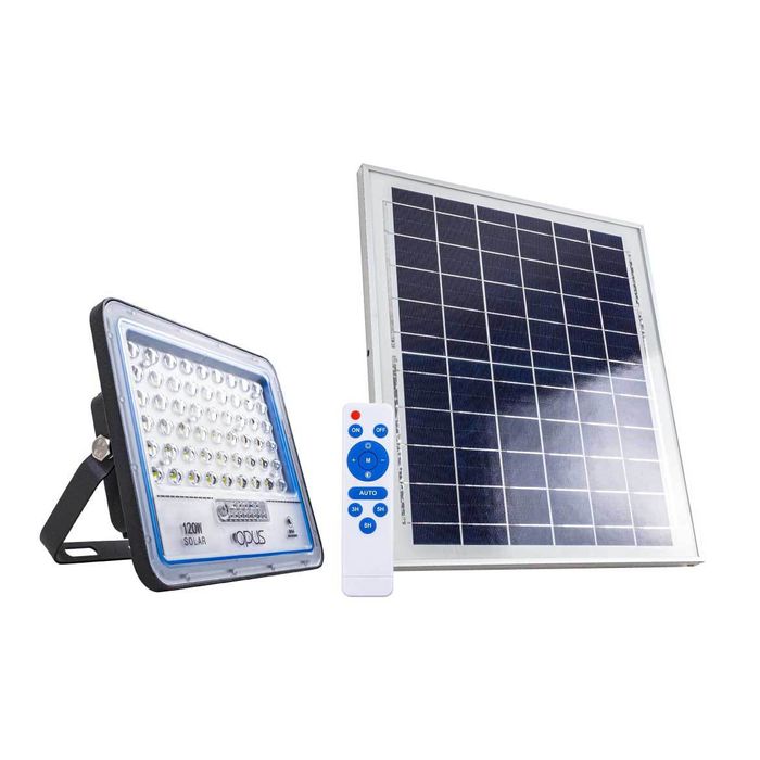 Refletor LED 120W Solar Completo com Placa e Controle Remoto Opus 80143 St1963