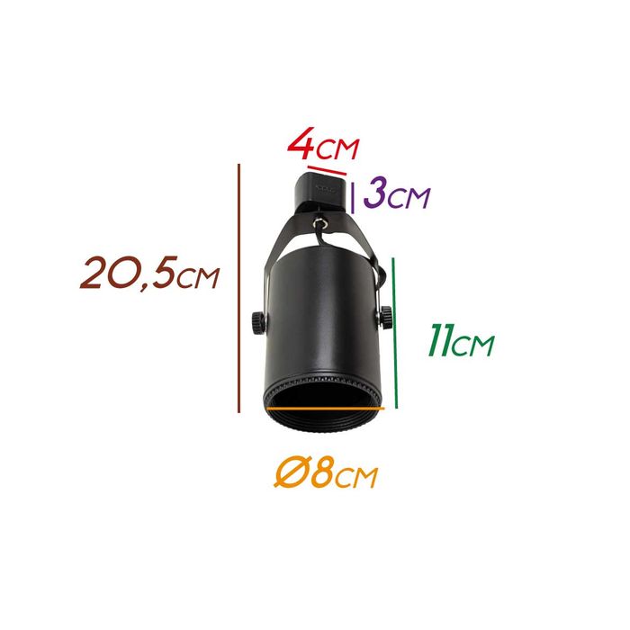 Spot para Trilho Eletrificado Preto P/ Lâmpada E27 Par20 PRO80419 ST1964