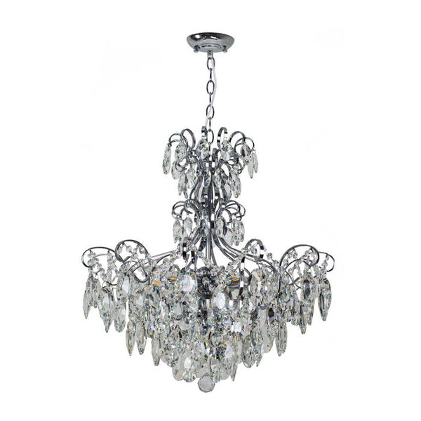 Lustre Clássico Bemmel Blend Cromado e Cristais transparentes 9306 CR CT P/ 6x E14 ST1366