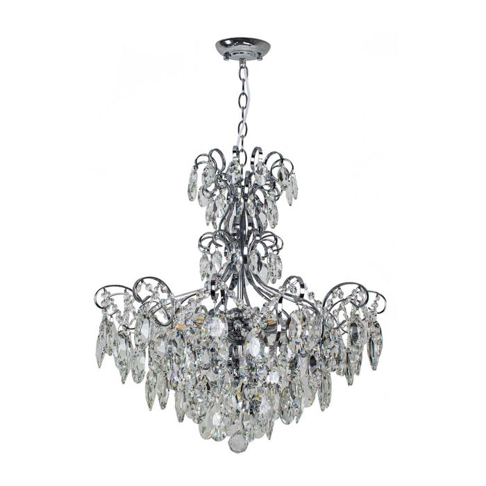 Lustre Clássico Bemmel Blend Cromado e Cristais transparentes 9306 CR CT P/ 6x E14 ST1366
