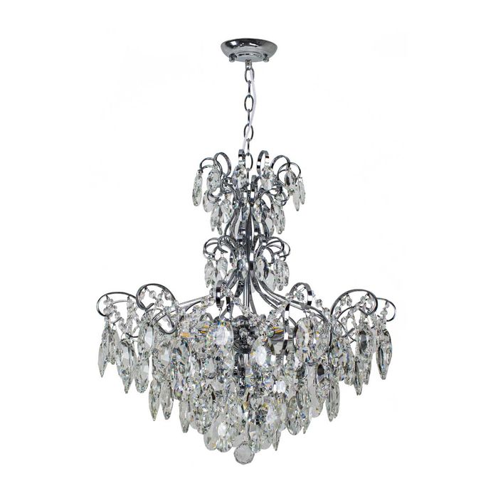 Lustre Clássico Bemmel Blend Cromado e Cristais transparentes 9306 CR CT P/ 6x E14 ST1366