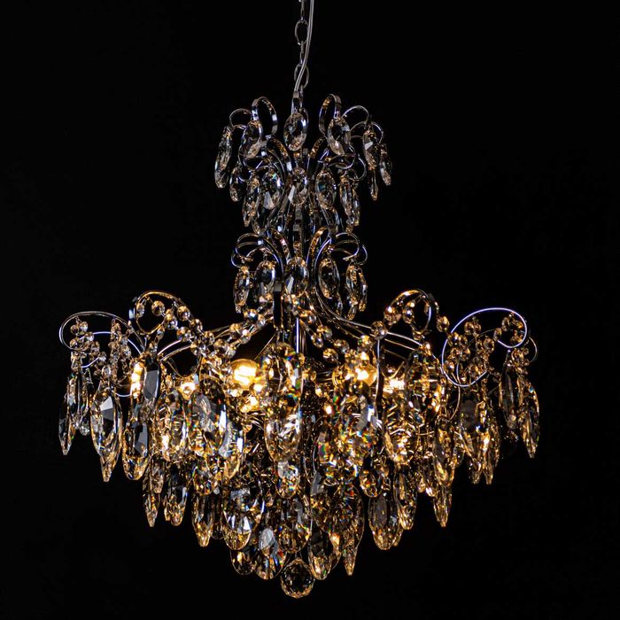 Lustre Clássico Bemmel Blend Cromado e Cristais transparentes 9306 CR CT P/ 6x E14 ST1366