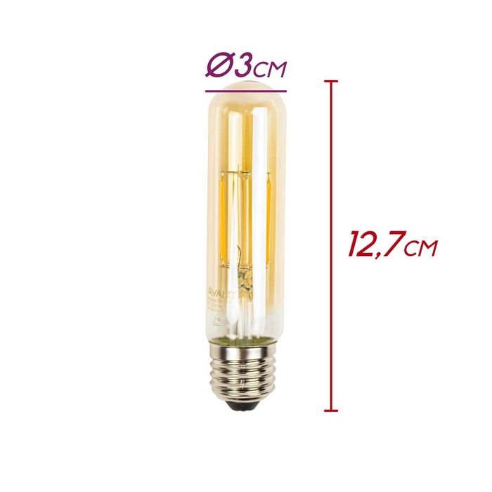 Lâmpada Filamento Led Retro Tubo T30 Âmbar 2200k E27 St1914