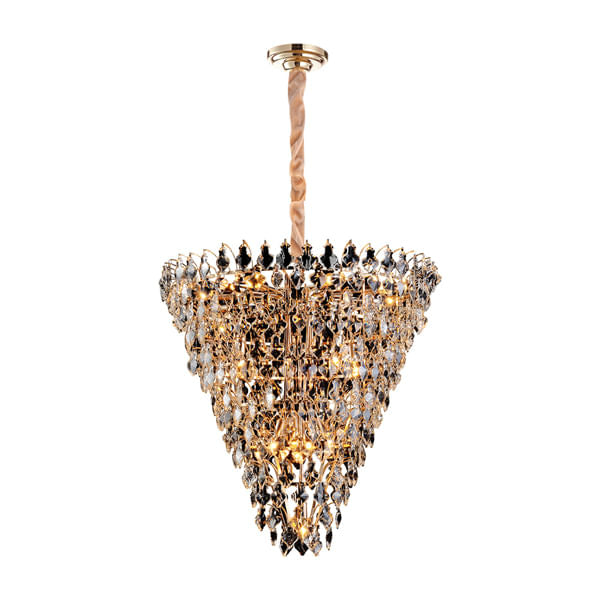 Lustre Paris Dourado e Transparente (d)85cm (a)89cm  17xe14 680w - AQ024L - Bella Iluminação