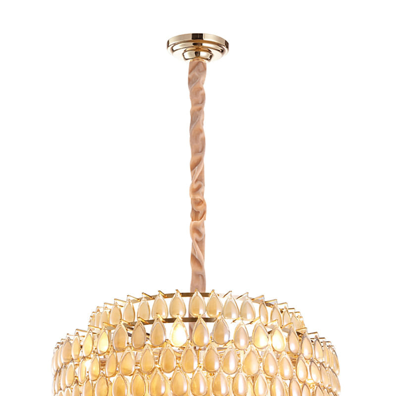 Lustre Odeon Dourado e Conhaque (d)78cm (a)48cm  16xe14 640w - AQ026L - Bella Iluminação