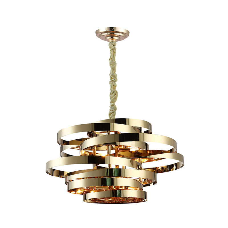 Pendente Athena Dourado (d)80cm (a)40cm  5xe14 200w - AQ029 - Bella Iluminação