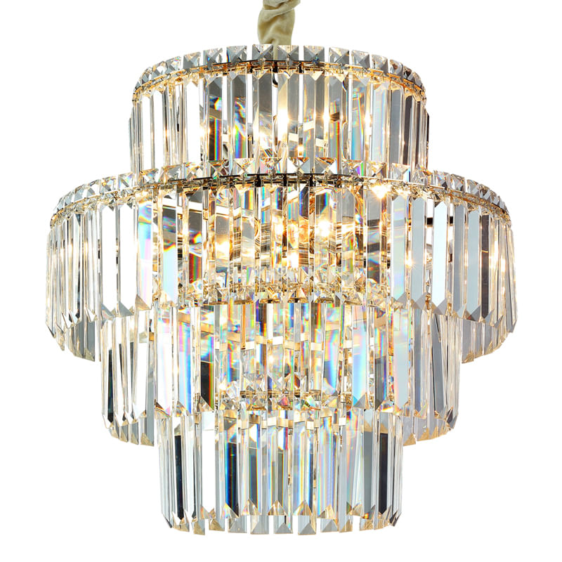 Pendente Hera Dourado e Transparente (d)48cm (a)49cm  10xe14 400w - AQ030G - Bella Iluminação