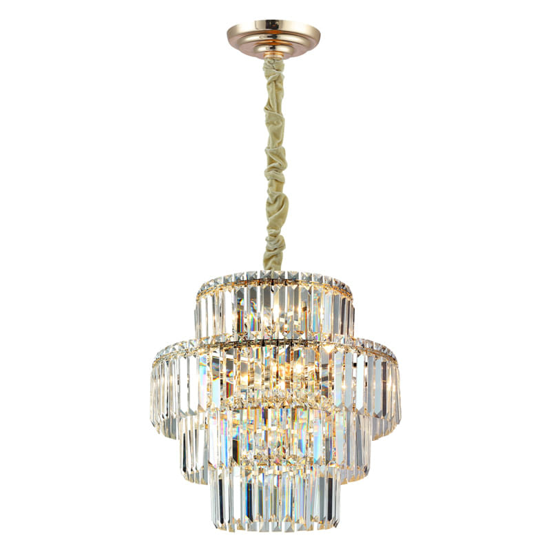 Pendente Hera Dourado e Transparente (d)48cm (a)49cm  10xe14 400w - AQ030G - Bella Iluminação