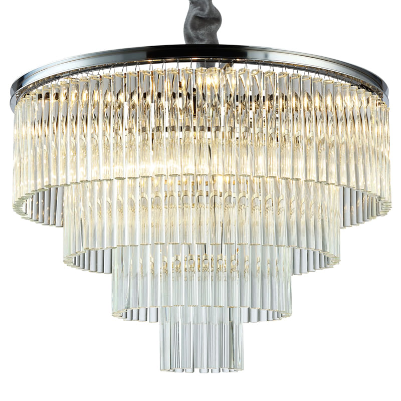 Pendente Vivi Cromado e Transparente (d)60cm (a)42cm  9xe14 360w - AQ031C - Bella Iluminação