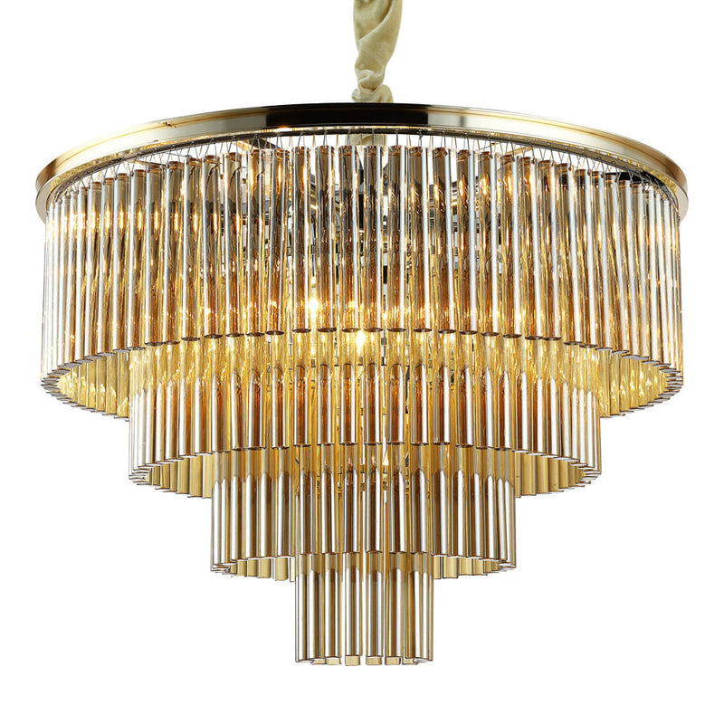 Pendente Vivi Dourado e Conhaque (d)60cm (a)42cm  9xe14 360w - AQ031G - Bella Iluminação
