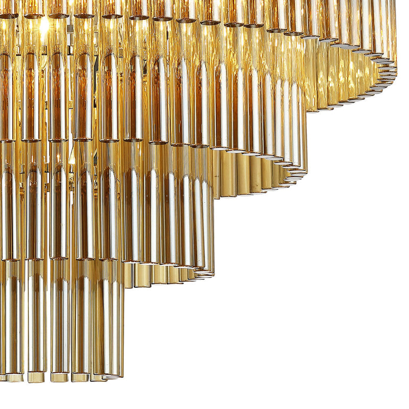 Pendente Vivi Dourado e Conhaque (d)60cm (a)42cm  9xe14 360w - AQ031G - Bella Iluminação