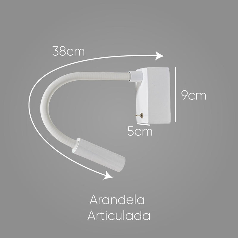 Arandela Abajur Branca Cabeceira Articulada Led Integrado 3w 20905 St1744