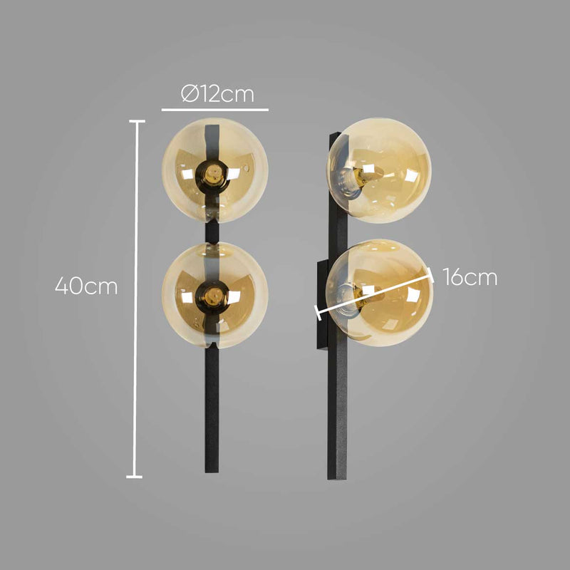 Arandela Orbit Preta ARH1535CHPT Globo Esfera Vidro Studioluce ST2060