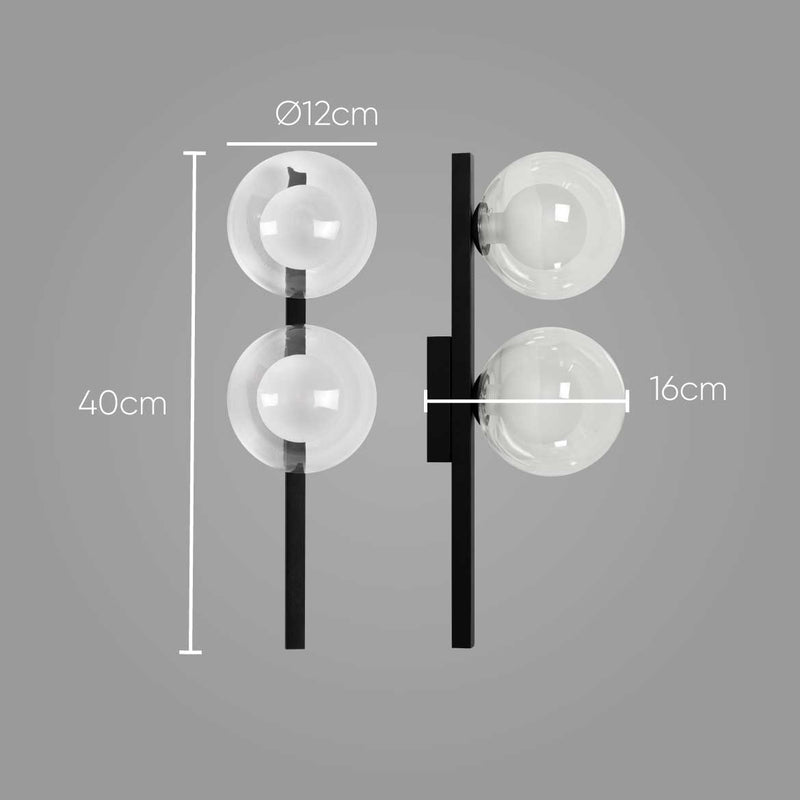 Arandela Orbit Preta  ARH1535TRPT Globo Esfera Vidro Studioluce ST2060