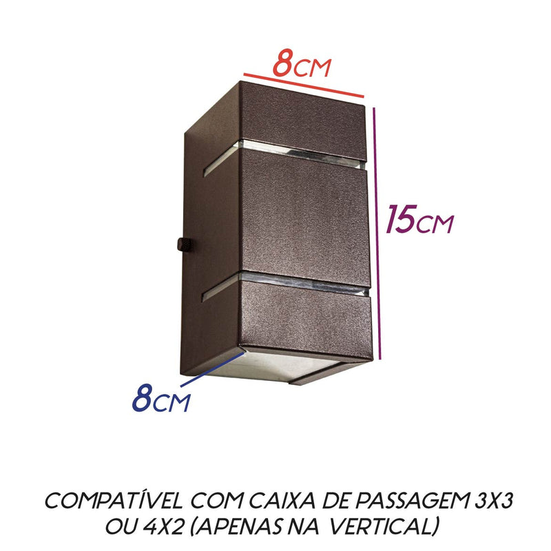 Arandela 2 Focos E Frisos Externa Parede Muro Slim St427-Starlumen-