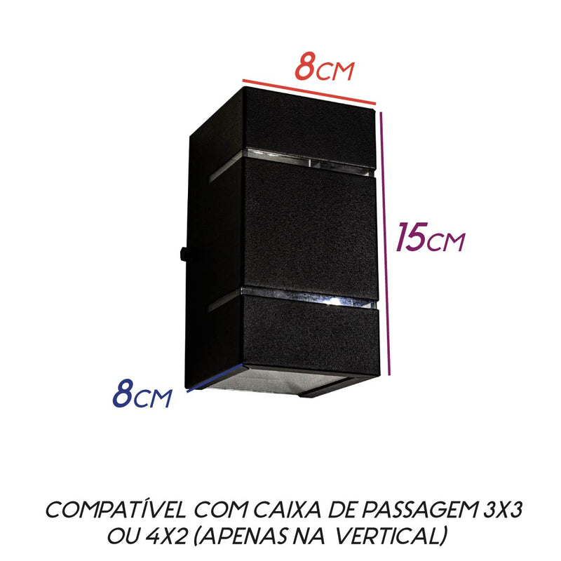 Arandela 2 Focos E Frisos Externa Parede Muro Slim St427-Starlumen-