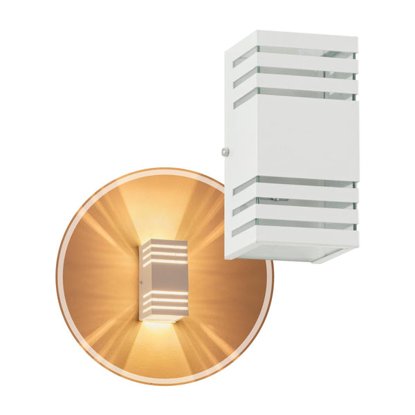 Arandela 2 Focos Efeito 6 Frisos Alumínio Externa Branco ST2754-Starlumen-