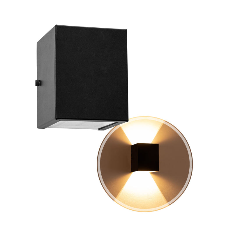 Arandela 2 fachos para parede muro externa e interna ST678-Starlumen-Preto-