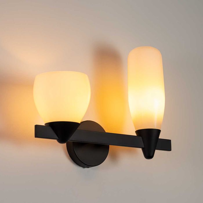 Arandela Akemi Preto com 2 Cúpulas de Vidro para 2 LED G9 VL017-BK Starlux ST2534