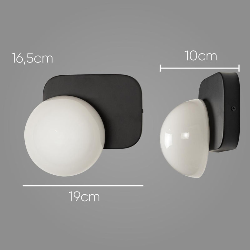 Arandela Artemis Preta Globo Vidro para G9 VL006-BK Starlux ST2518