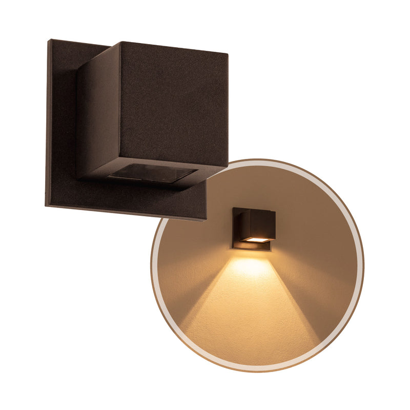 Arandela Box Cubo Pequena 1 Facho Parede Muro St1319-Starlumen-Marrom-