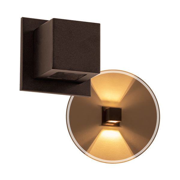 Arandela Box Cubo Pequena 2 Fachos Parede Muro St1318-Starlumen-Marrom-