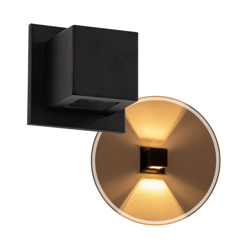 Arandela Box Cubo Pequena 2 Fachos Parede Muro St1318-Starlumen-Preto-