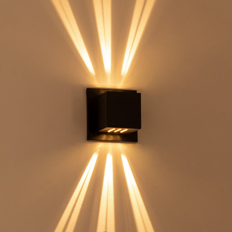 Arandela Box Cubo Pequena 6 Fachos Parede Muro St1317-Starlumen-