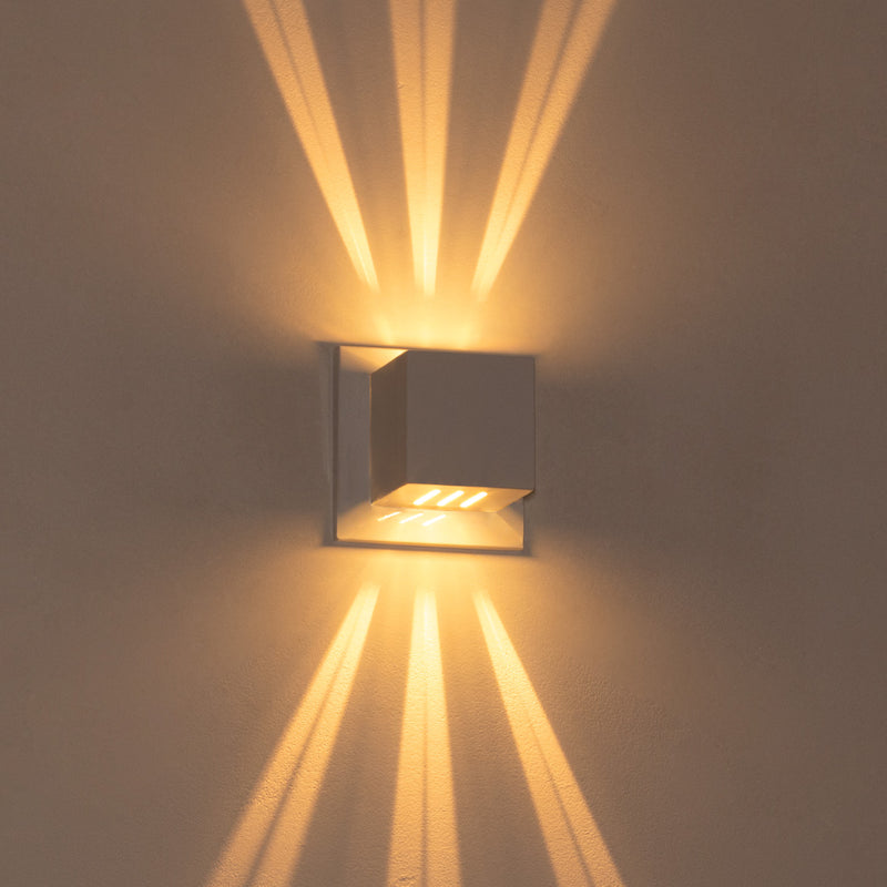 Arandela Box Cubo Pequena 6 Fachos Parede Muro St1317-Starlumen-