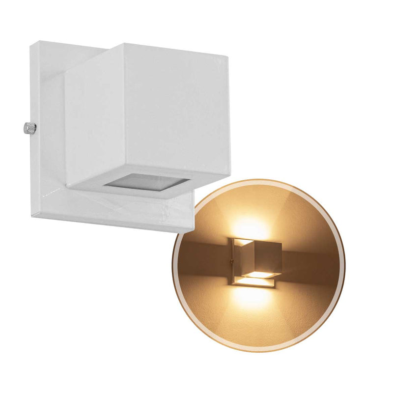 Arandela Box Lindo Efeito 2 Fachos Muro Parede Externa St891-Starlumen-Branco-