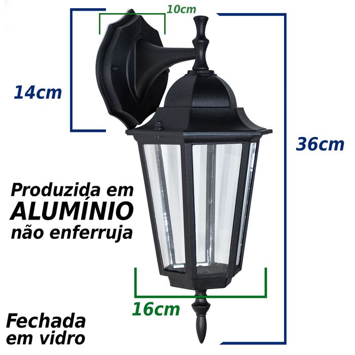 Arandela Colonial Preta Em Alumínio E27 Retro Vintage AC204P/B ST204PB-Biancoluce-Starlumen