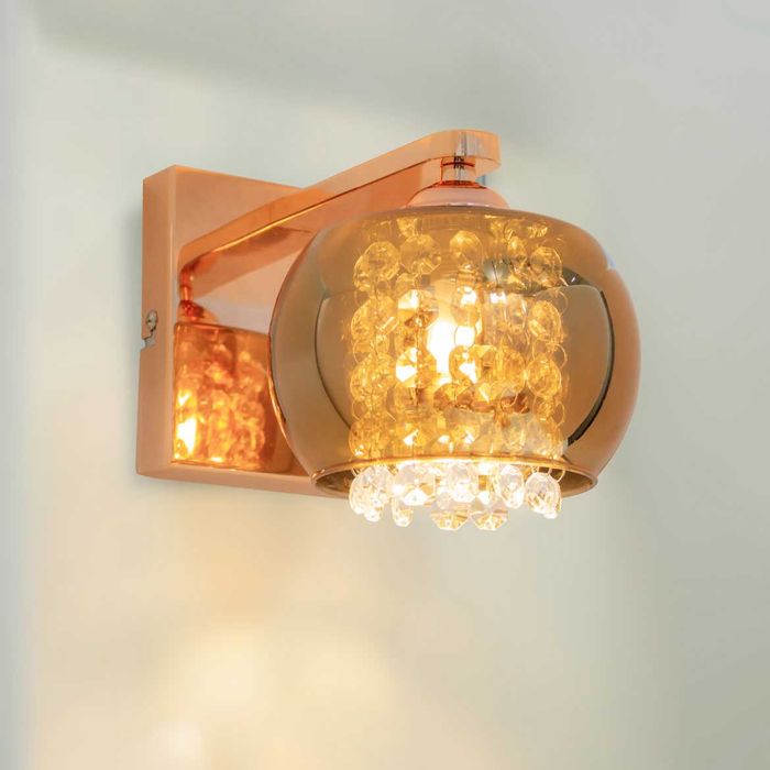 Arandela Cuba Cristal K9 Cobre QAR1281-CO St1219